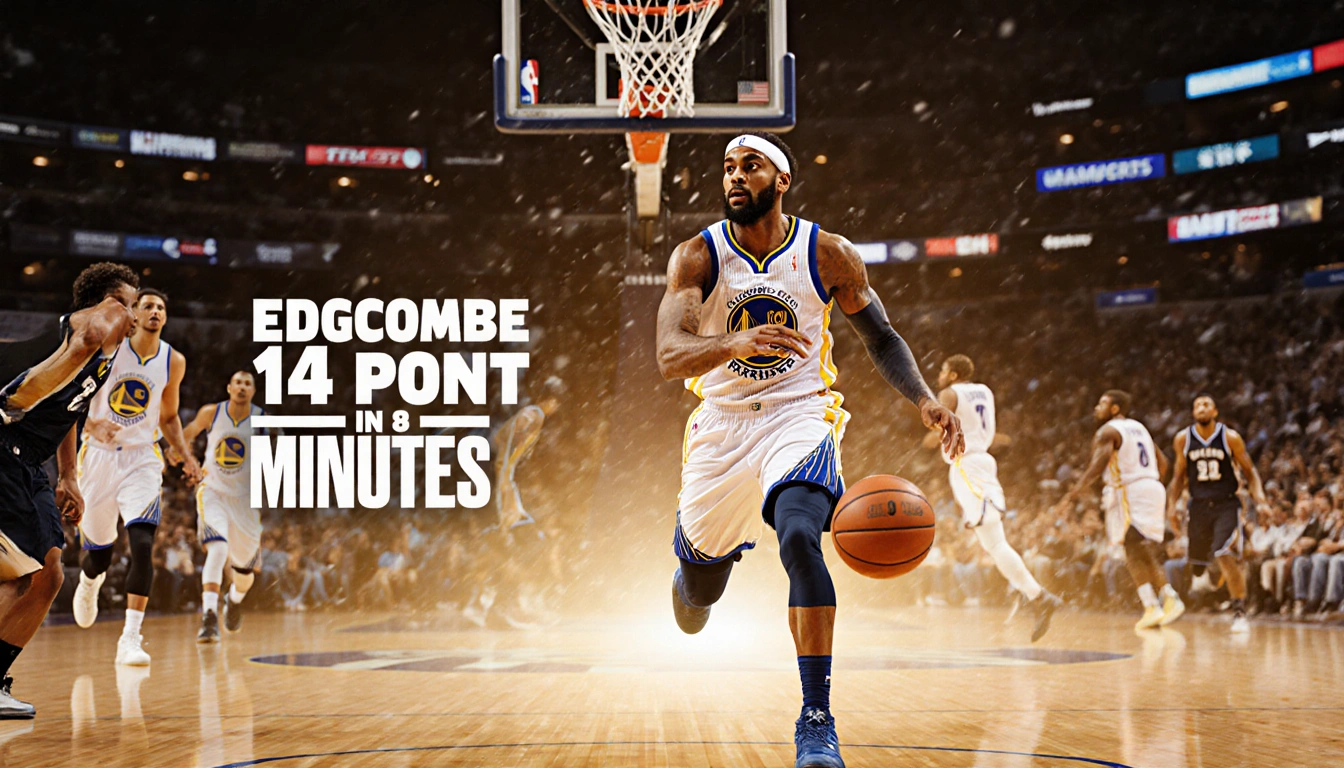 Edgecombe dribbling basketball toward hoop with focused gaze and golden light highlighting his hot start.