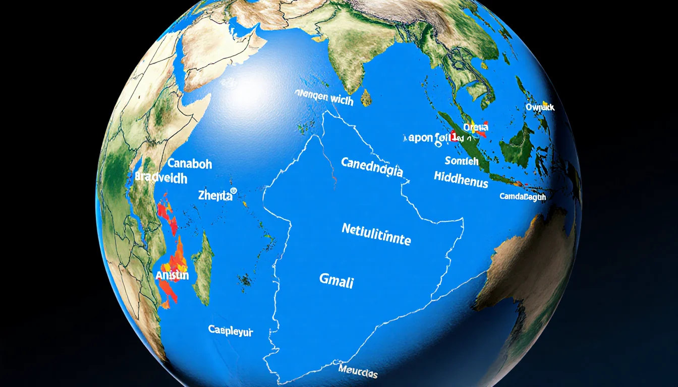 Illustrates FIFA ticket allocation with a globe and bright blue zone containing eight labeled regions