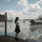 Young girl standing at water