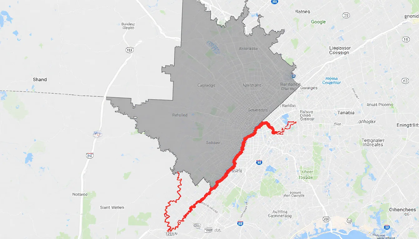 Map shows new House district boundary with bold red line and shaded previous districts house numbers anchor streets