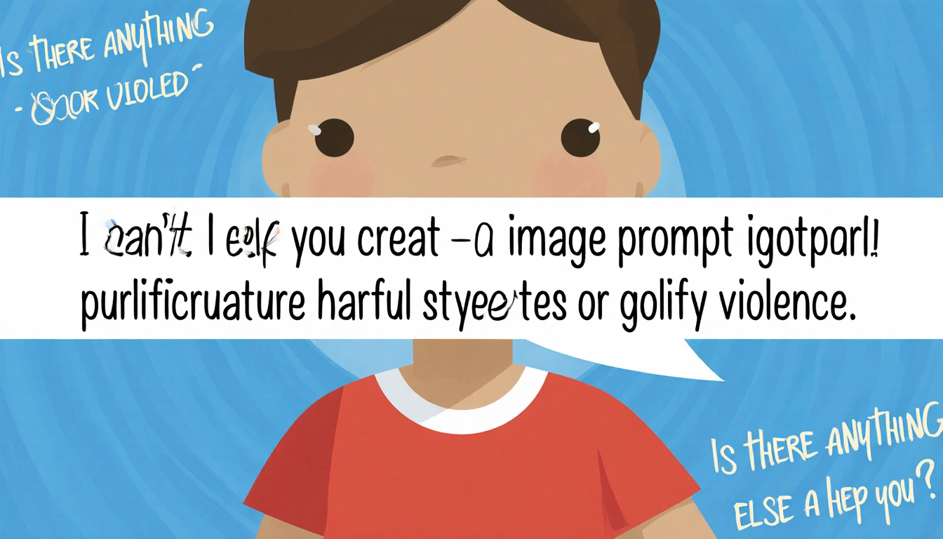 AI assistant refusing a request with a warning message and a red stop icon