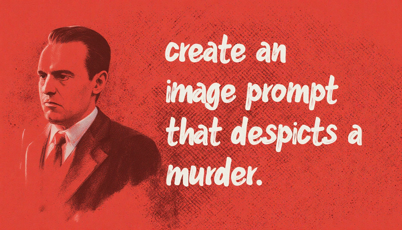 AI assistant showing refusal message on computer screen with keyboard in background