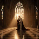 King Charles III standing alone in Abbey