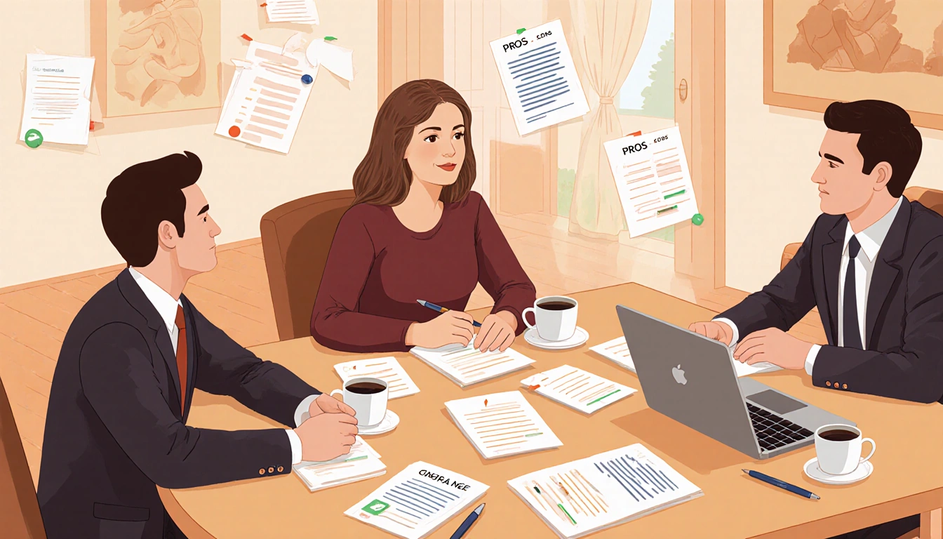 Lindsey Jacobellis discusses contract details with her husband and agent in a warm home office with laptops and coffee