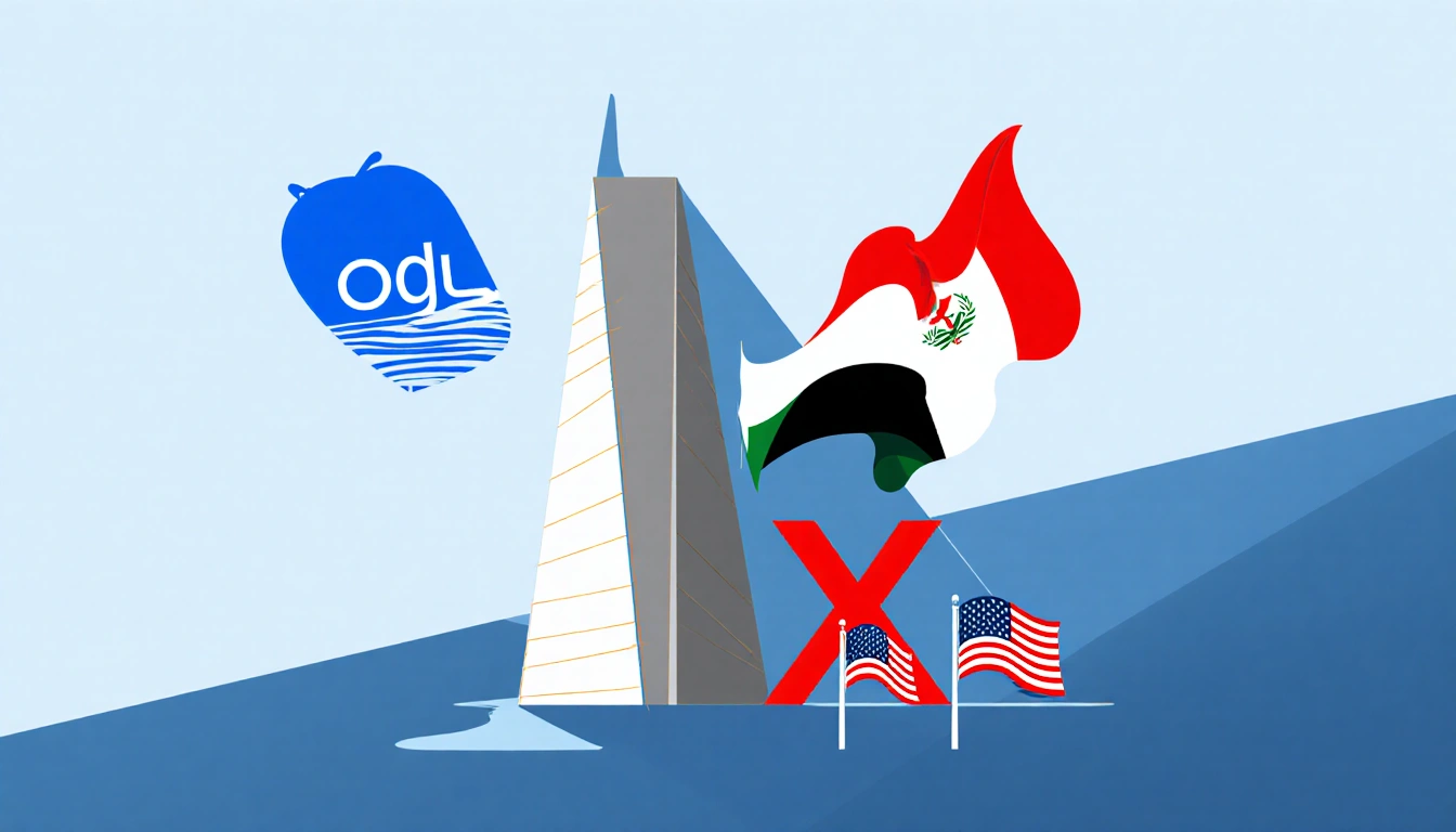 Triangle forms with Oracle logo and Silver Lake tower and MGX Emirati flag and American flags showing US joint venture.