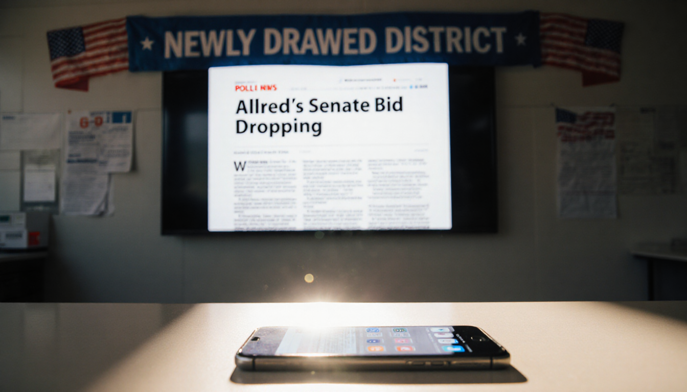 Smartphone screen showing headline about Allred
