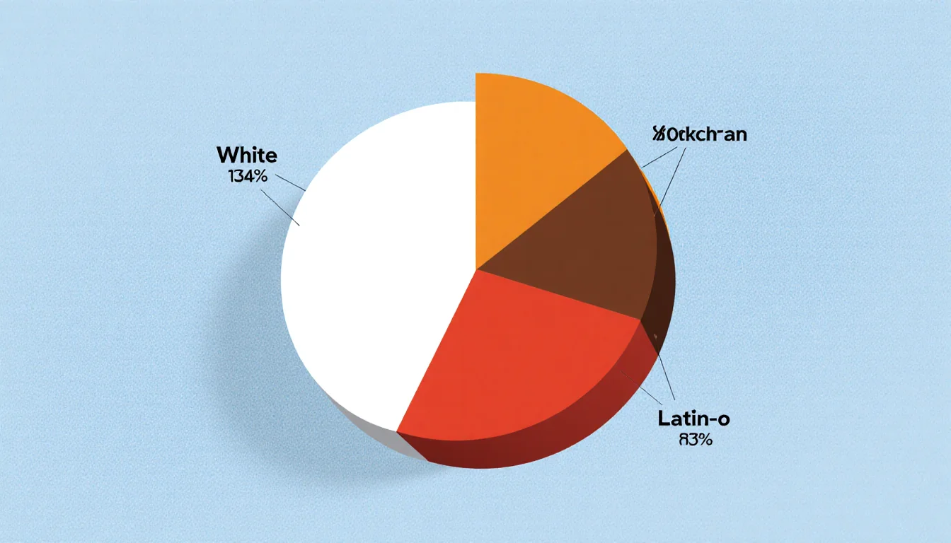 Bar graph illustrating clemency with a dominant white segment occupying 85 percent and smaller Black and Latino bars