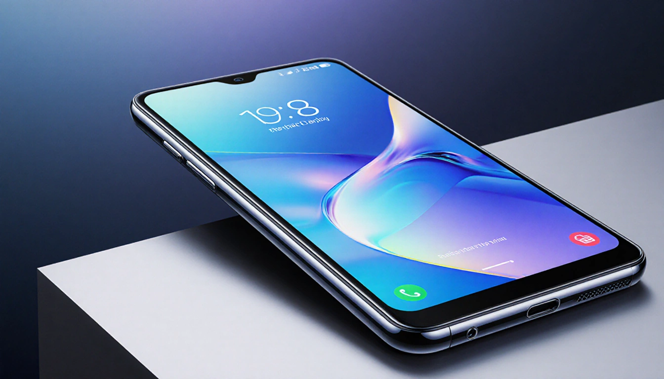 Samsung Galaxy A17 displays a 6.7-inch screen with 90-Hz refresh rate on a sleek desk with a subtle gradient backdrop.