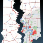 Torn Indiana map shows redistricting lines and split Indianapolis leaning Republican and Chicago.