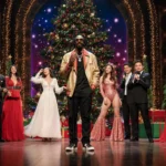 Snoop Dogg performing with country and opera singers amid festive lights and Martha Stewart introducing.