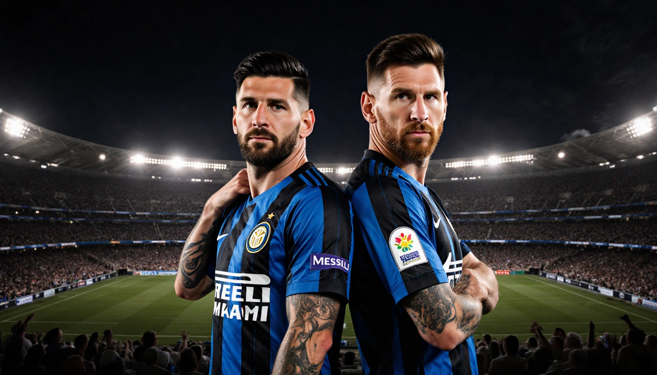 Luis Suárez and Lionel Messi stand back-to-back in Inter Miami jerseys with their arm around other