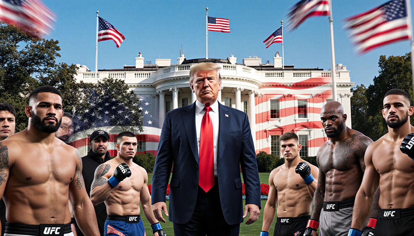 UFC fighters spar with intense energy in front of the White House with President Trump and Dana White welcoming them