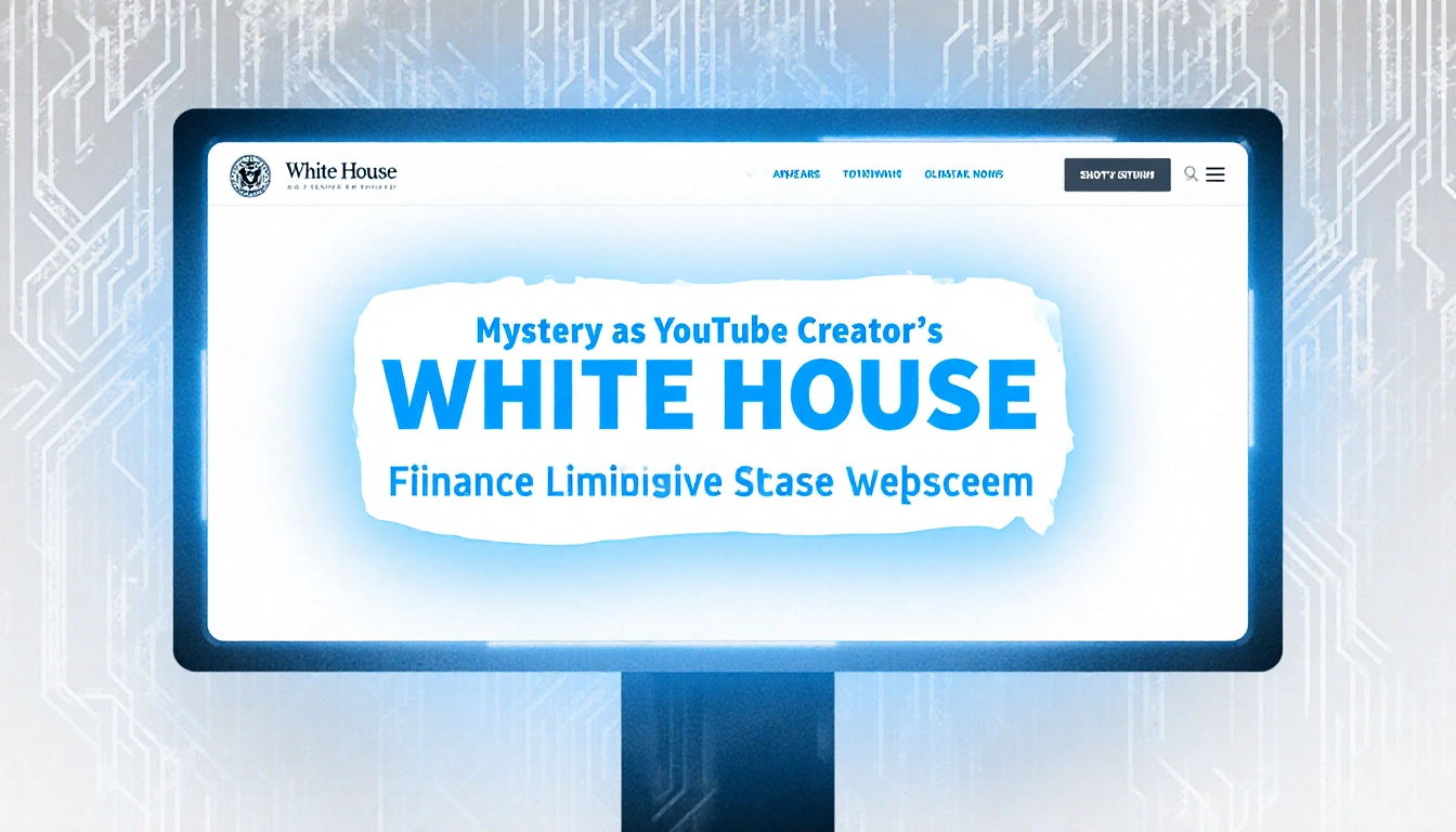 Computer screen showing White House website with livestream title glowing blue amid security lines