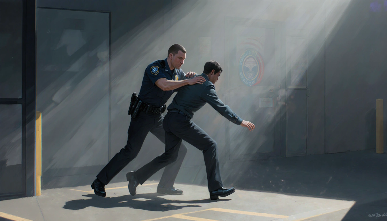 Cpl Ty Snook officer shoving an employee out of harm's way with his body shielding him during the Wilmington DMV shooting