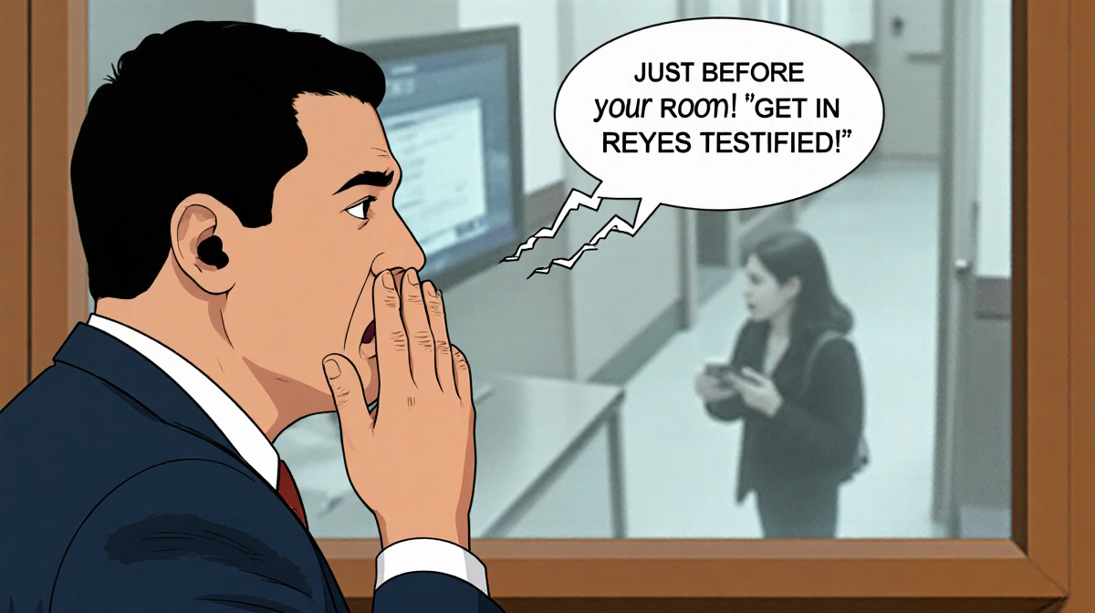 Adrian Gonzales covers his mouth in shock with blurred school surveillance footage behind him