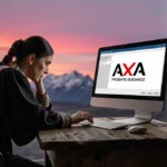 Frustrated judge looking over a computer screen showing a chatbot error on a rustic desk with Alaska sunset in background