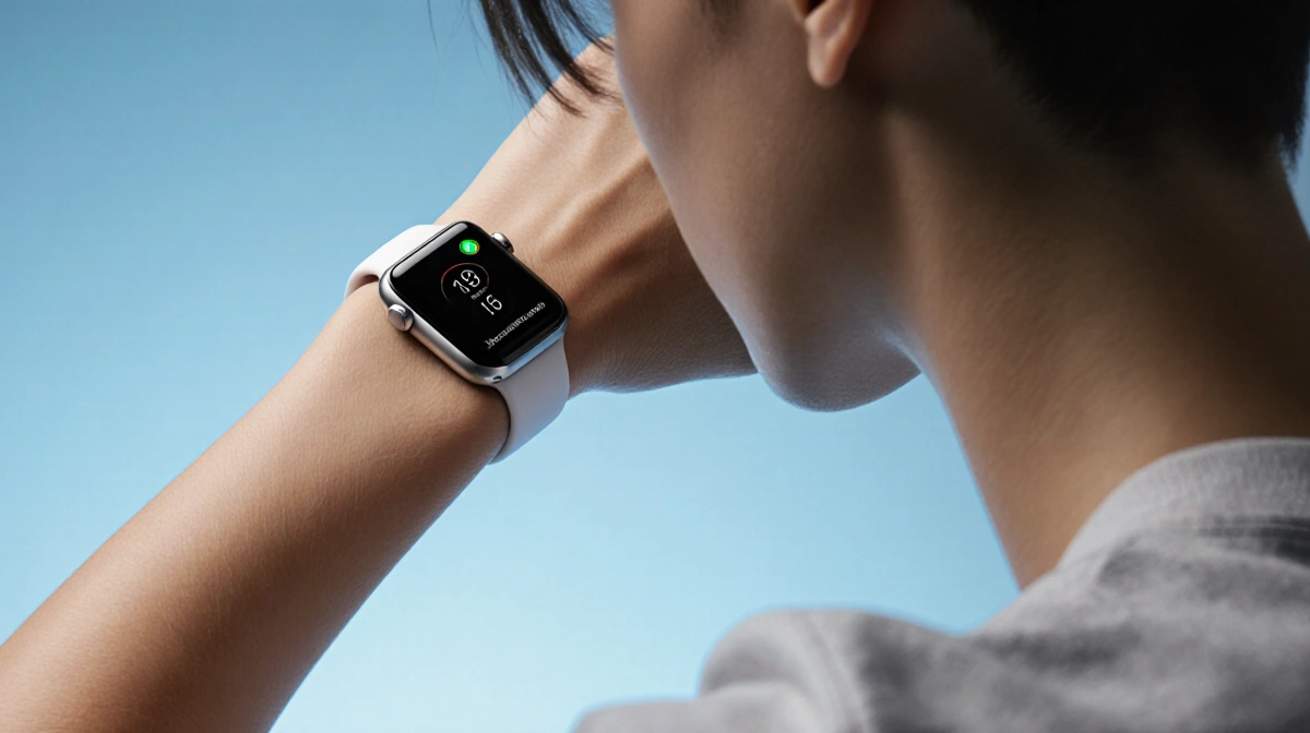 Apple Watch Ultra 3 gleaming on wrist with blue gradient background and natural light