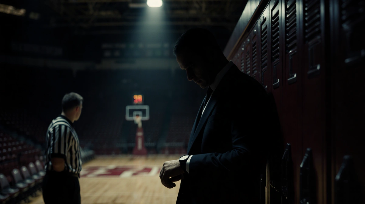 Shadowy figure watches referee