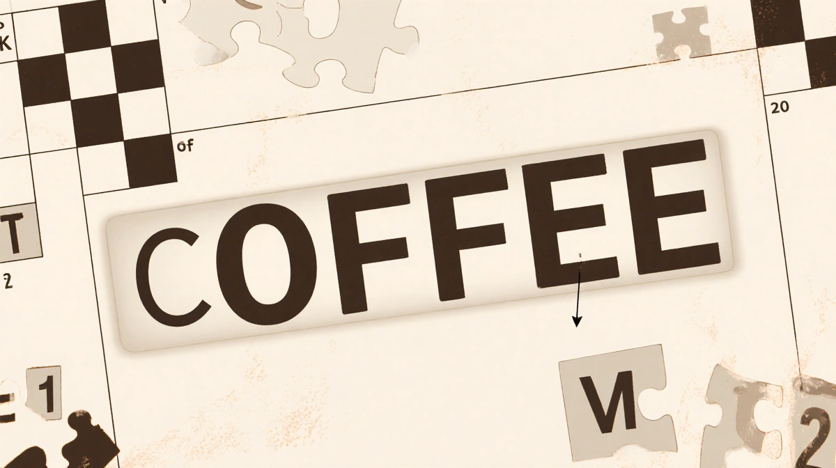 Puzzle board shows a spangram spelling COFFEE across the grid with bold letters on a background
