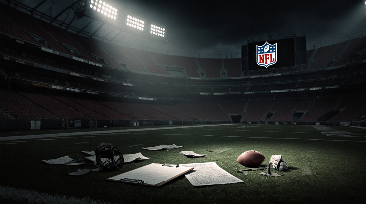 A single spotlight illuminates a coach