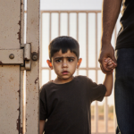 Ecuadorian boy clutching his father