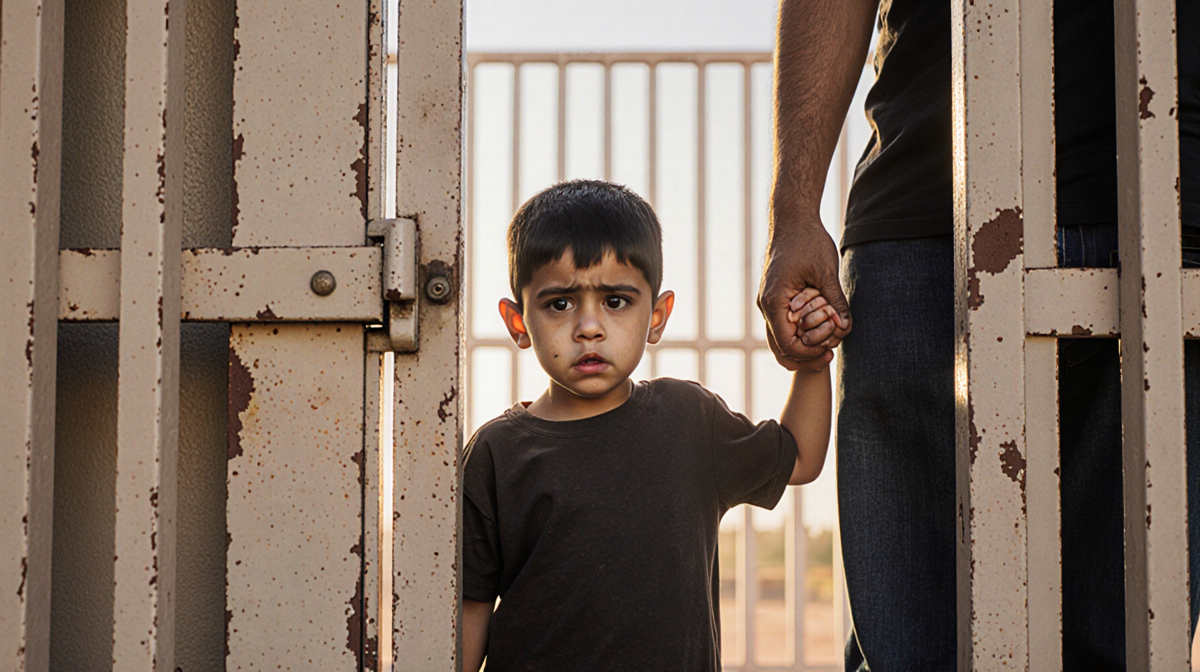 Ecuadorian boy clutching his father