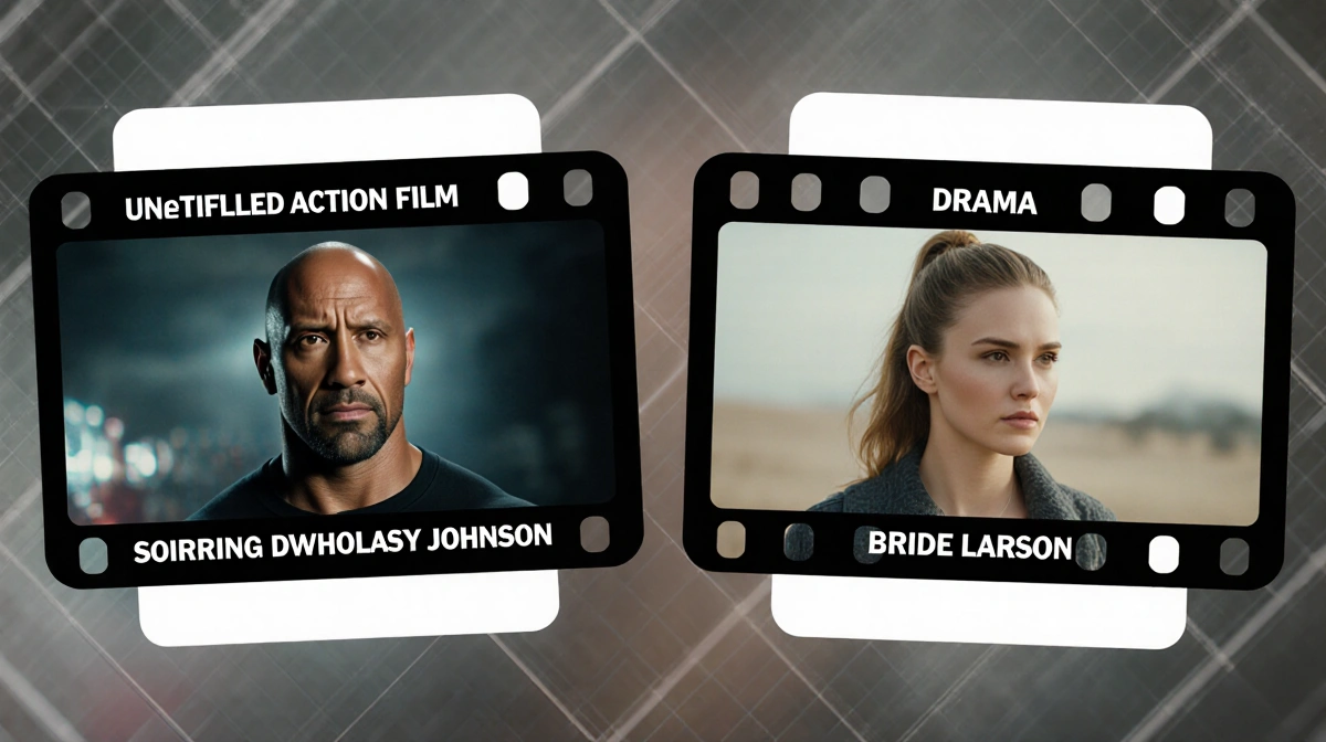 Two film reels sit side by side with Untitled action film and Untitled drama labels against blurred grid background