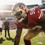 Fred Warner practicing defensive drills at Levi