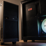 PC setup highlighting vintage computer next to sleek modern system glowing with warm light