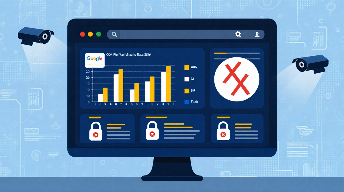 Marketer's dashboard shows US consumer targeting with chronic illness data and red X signaling privacy breach