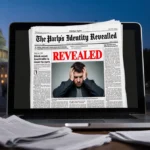 Journalist holds head in hands with red headline reading Harp