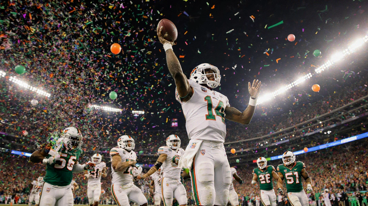 Keionte Scott runs for interception return touchdown with confetti and teammates celebrating