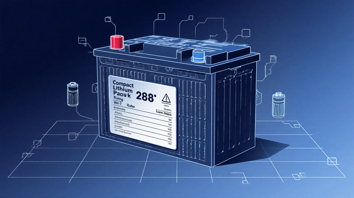 Compact 288Wh lithium power station shows rating plate with battery cells visible through subtle grid lines