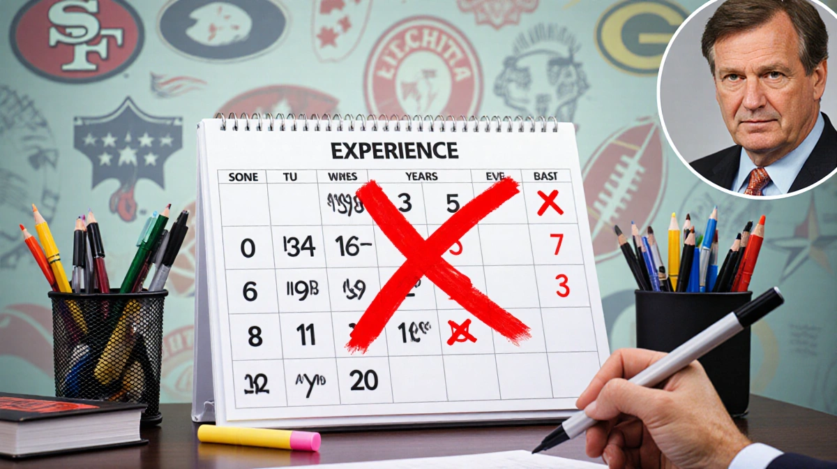 Football coach crossing out experience calendar with red marker and disappointed Stephen Ross face in corner