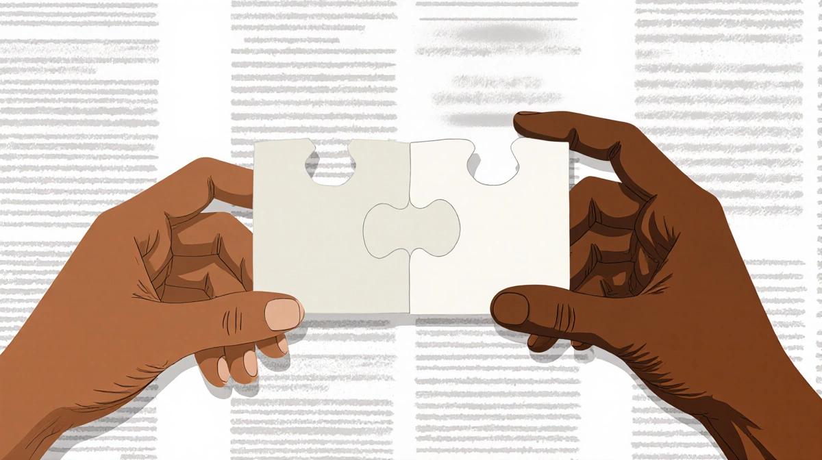 Two interlocking puzzle pieces symbolize modern partnership with newspaper texture in background