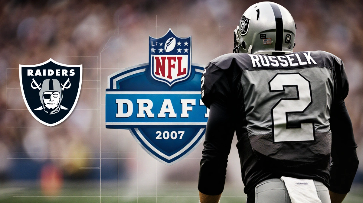 Raiders logo standing with jersey number 2 on back and Giants logo nearby on muted nostalgic draft board