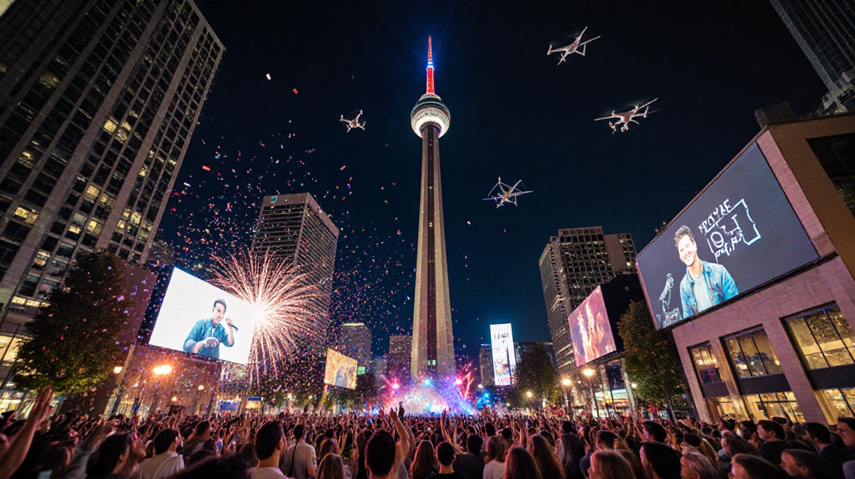 Reunion Tower lights up faces with fireworks and reflections over a New Year