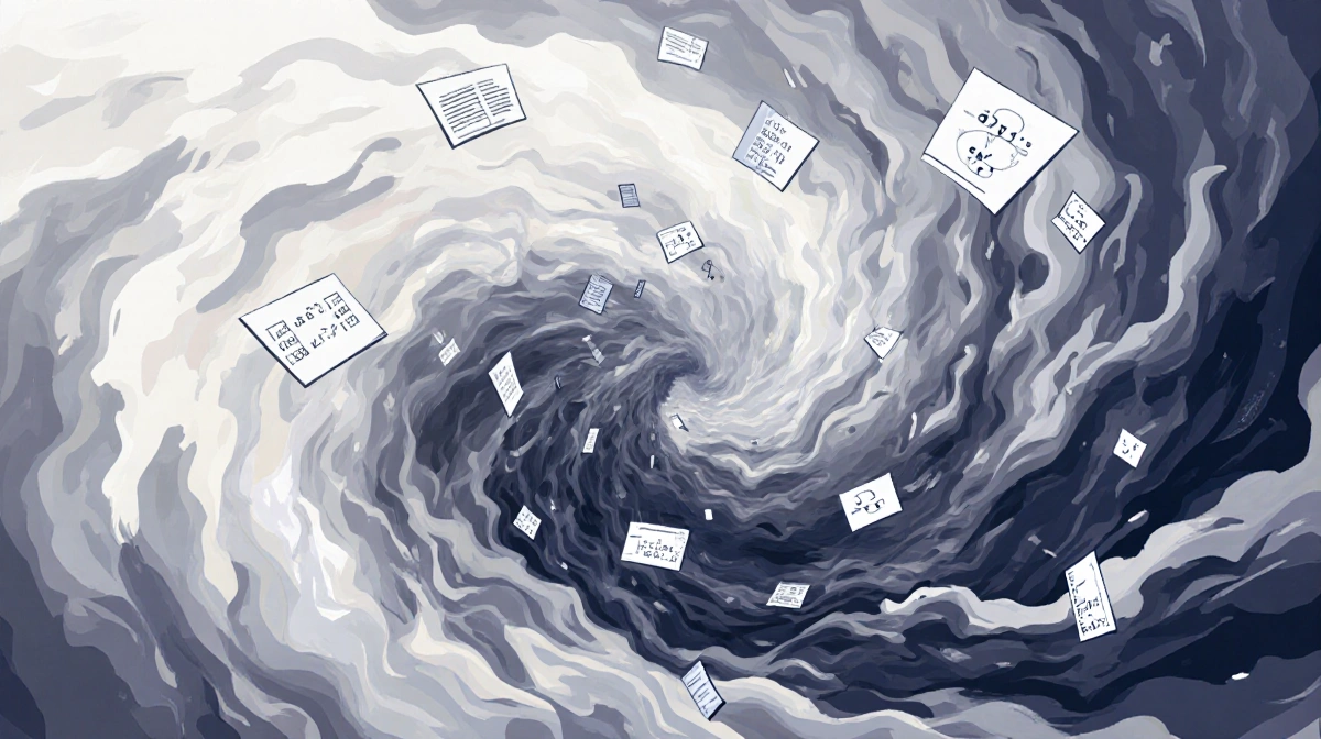 Vortex swirling with probability tendrils and risk prediction data
