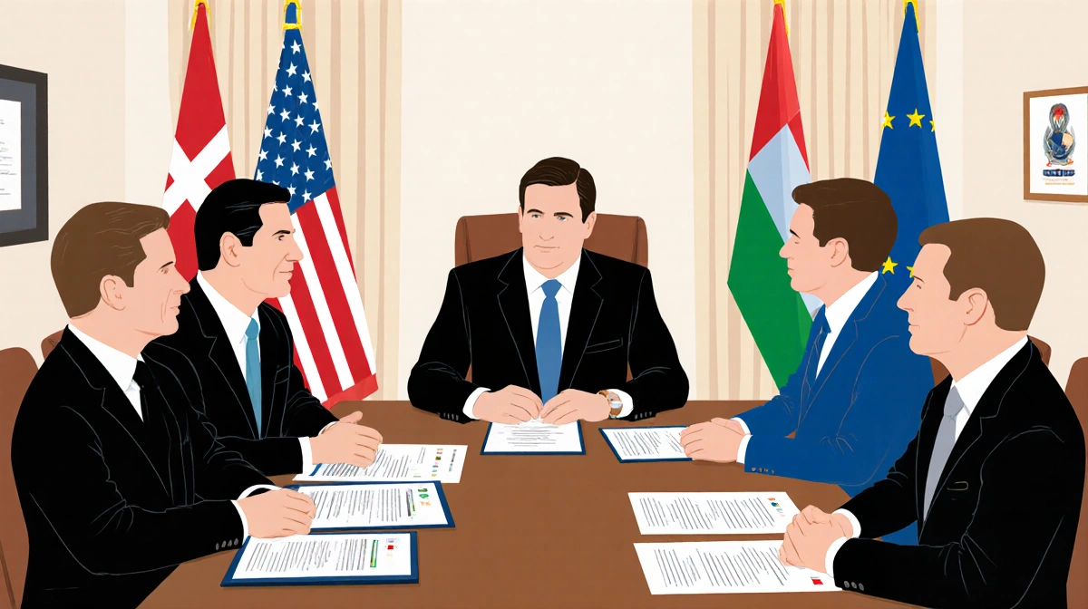 Secretary Marco Rubio and Vice President JD Vance meeting Danish officials with Greenland purchase proposal documents and dip