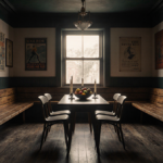 Room illuminated with candles and fruit creating a warm glow and soft natural light.
