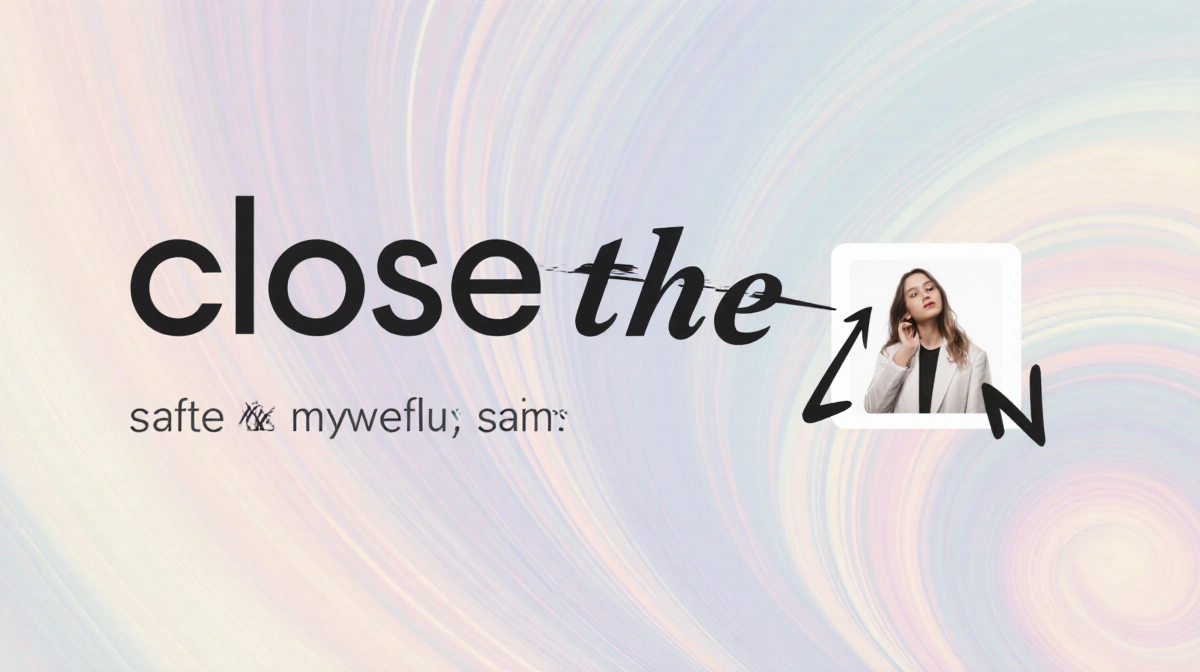 Minimalist social media page showing bold text reading close the app with subtle scrolling patterns and upward arrow suggesti