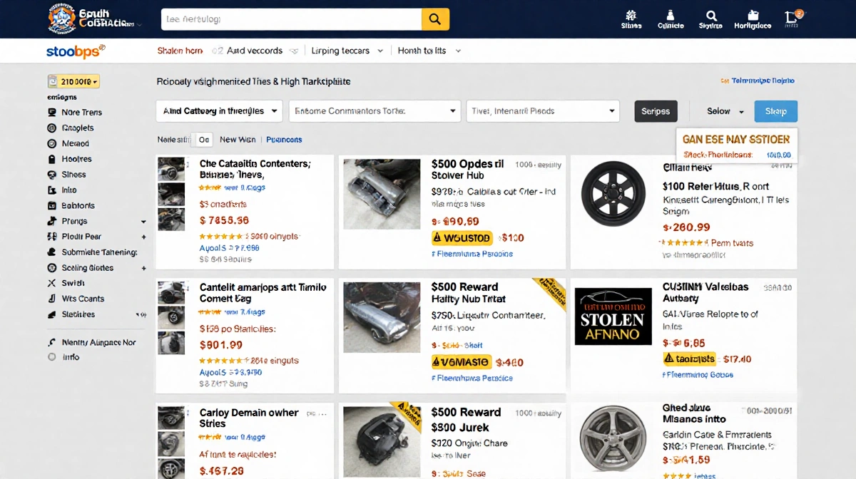 Online marketplace lists stolen catalytic converters and airbags with warning labels and reward offers