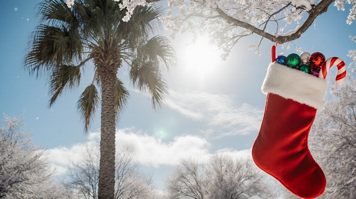 Palm tree swaying gently with a child
