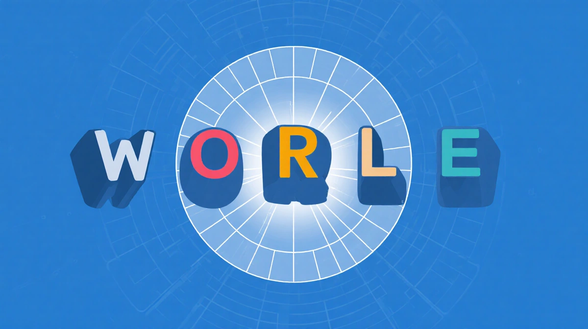 Circular letters spell BATCH with each letter in a different color and a faint grid pattern in muted blue background.