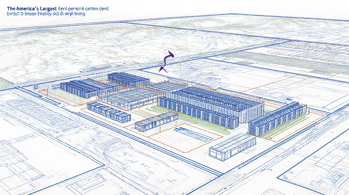 Detailed site plan shows America's largest data center blueprints with power systems and server layouts across Wyoming landsc